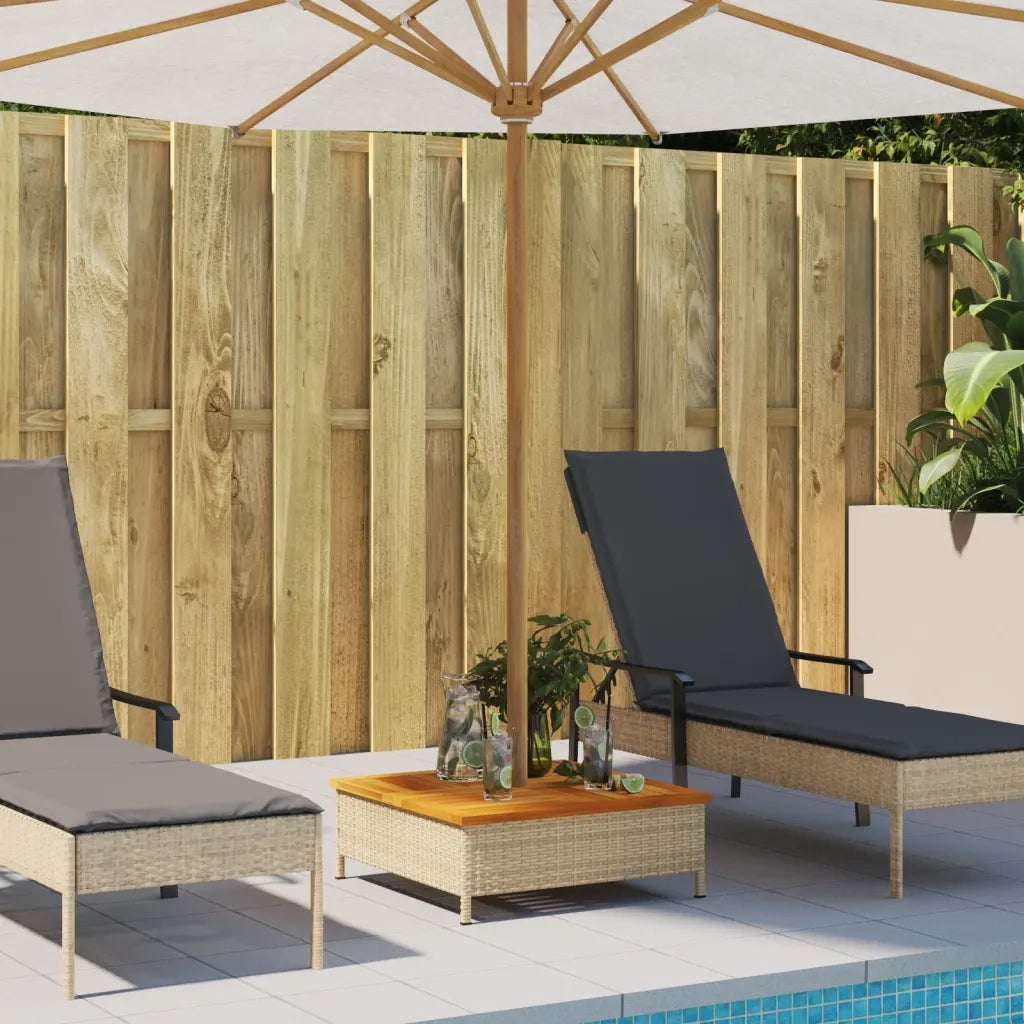 Copertura Base Ombrellone Beige 70x70x25 cm Polyrattan e Acacia 365954