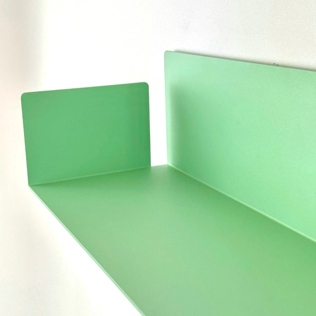 ZOI LINE180 Mensola 50 cm in Acciaio Verniciato 1,5 mm con Schiena 12 cm – Ripiano da Parete Moderno per Cucina, Bagno, Ingresso e Soggiorno Colore Mensole: Verde Acqua