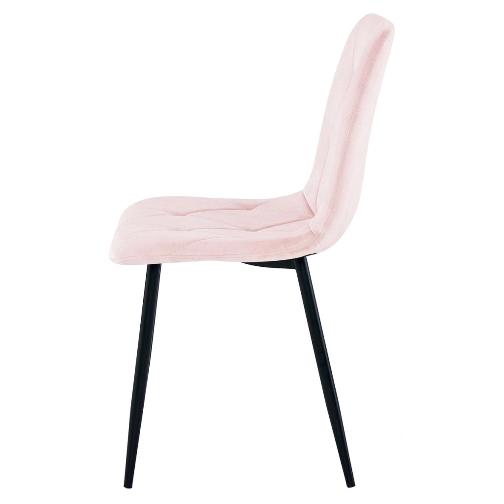 Set di 2 sedie Libra in velluto rosa chiaro con gambe nere