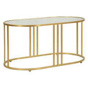 Fadali, Tavolino da Salotto Forma Ovale, 90x50x45h cm oro