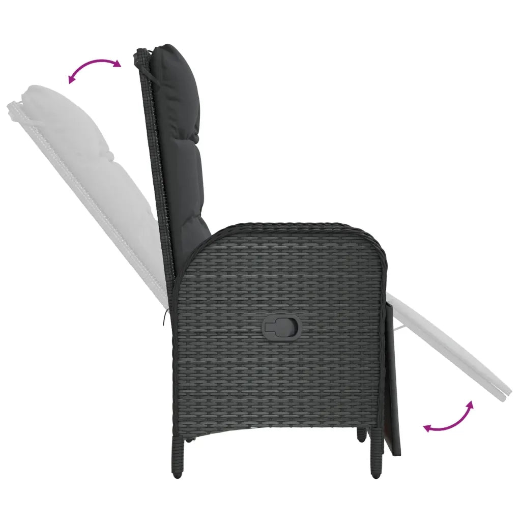 Set da Pranzo da Giardino 5 pz Nero con Cuscini in Polyrattan 3185080