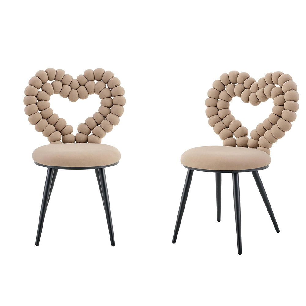 Set 2 sedie da pranzo - Xylo - velluto camel gambe nere con schienale triangolare
