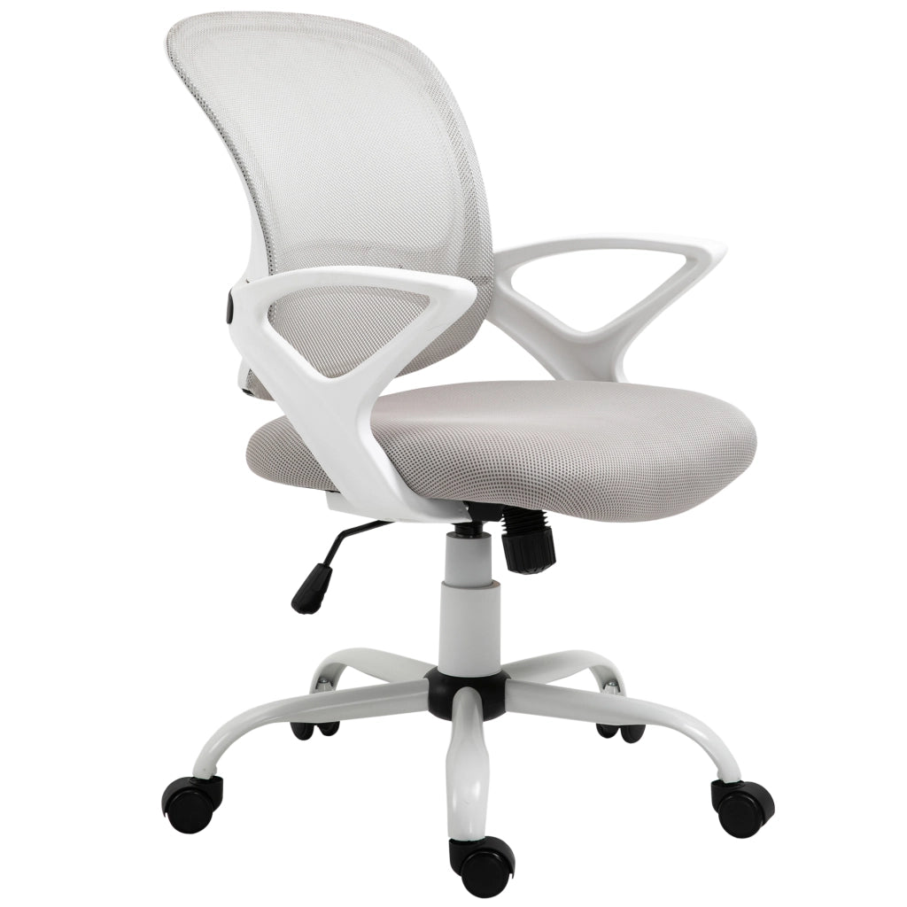 Sedia da Ufficio Basculante in Tessuto a Rete Grigio, Sedia da Scrivania Ergonomica e Girevole con Altezza Regolabile