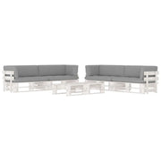 Set Divani a Pallet e Cuscini 6 pz in Pino Impregnato Bianco cod mxl 48000