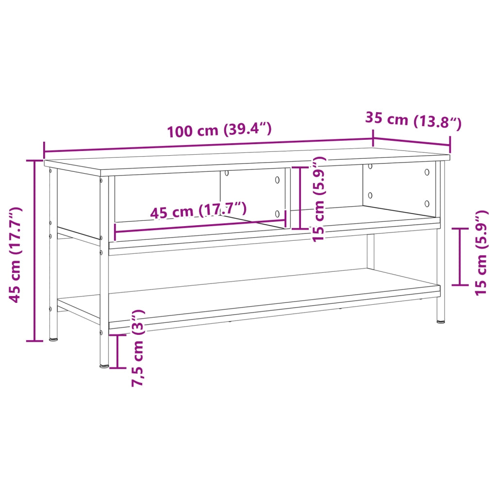 Set mobile TV Rovere Nero 100 x 35 x 45 cm Legno multistrato 862930
