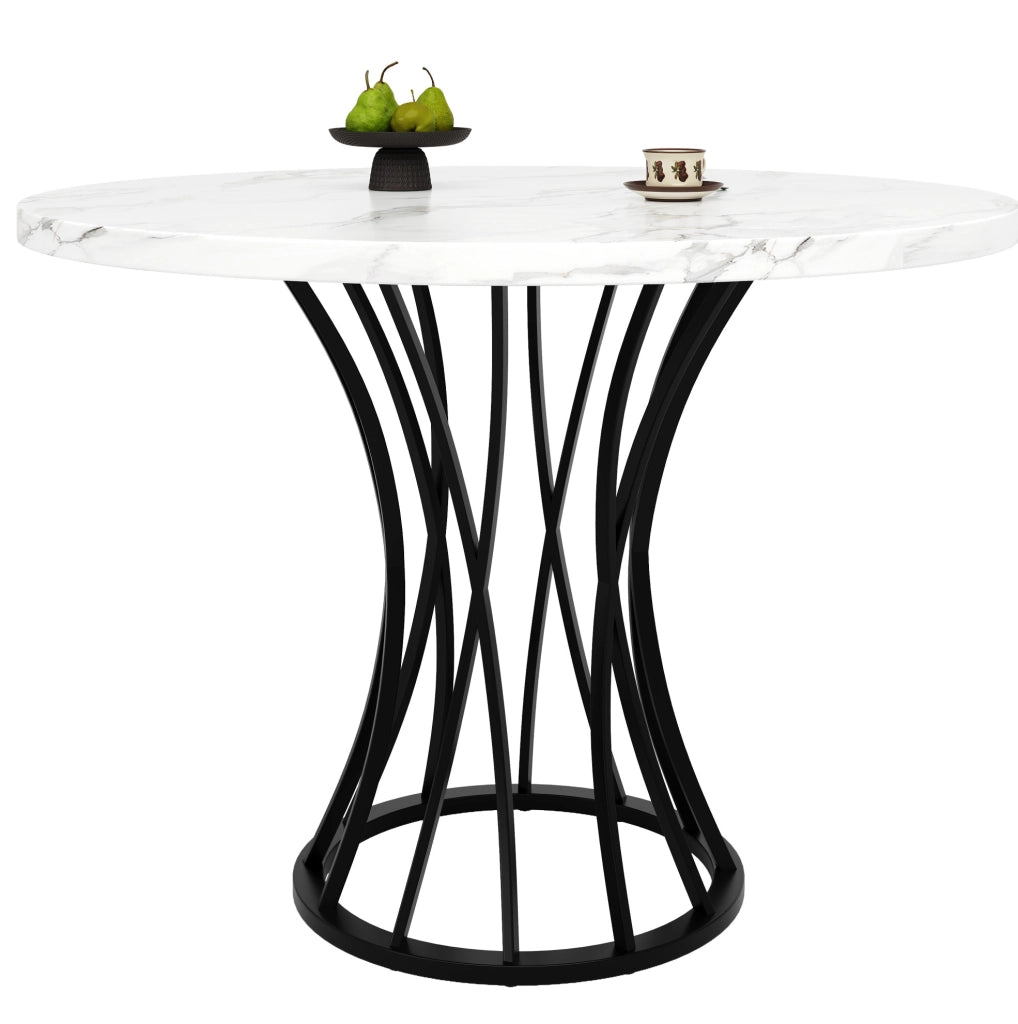 Tavolo da pranzo rotondo 80x80x76 cm in MDF e metallo; nero