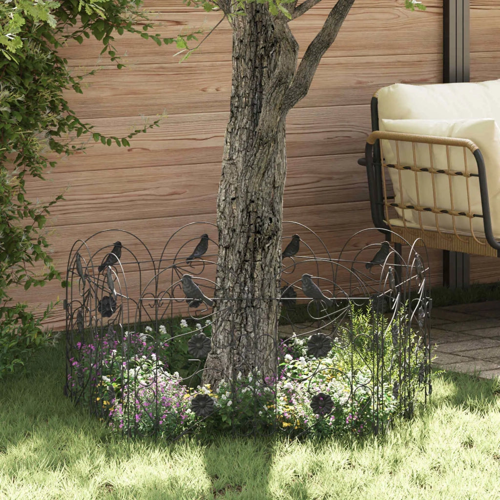 Recinzione per Giardino 5 pcs Nero Acciaio