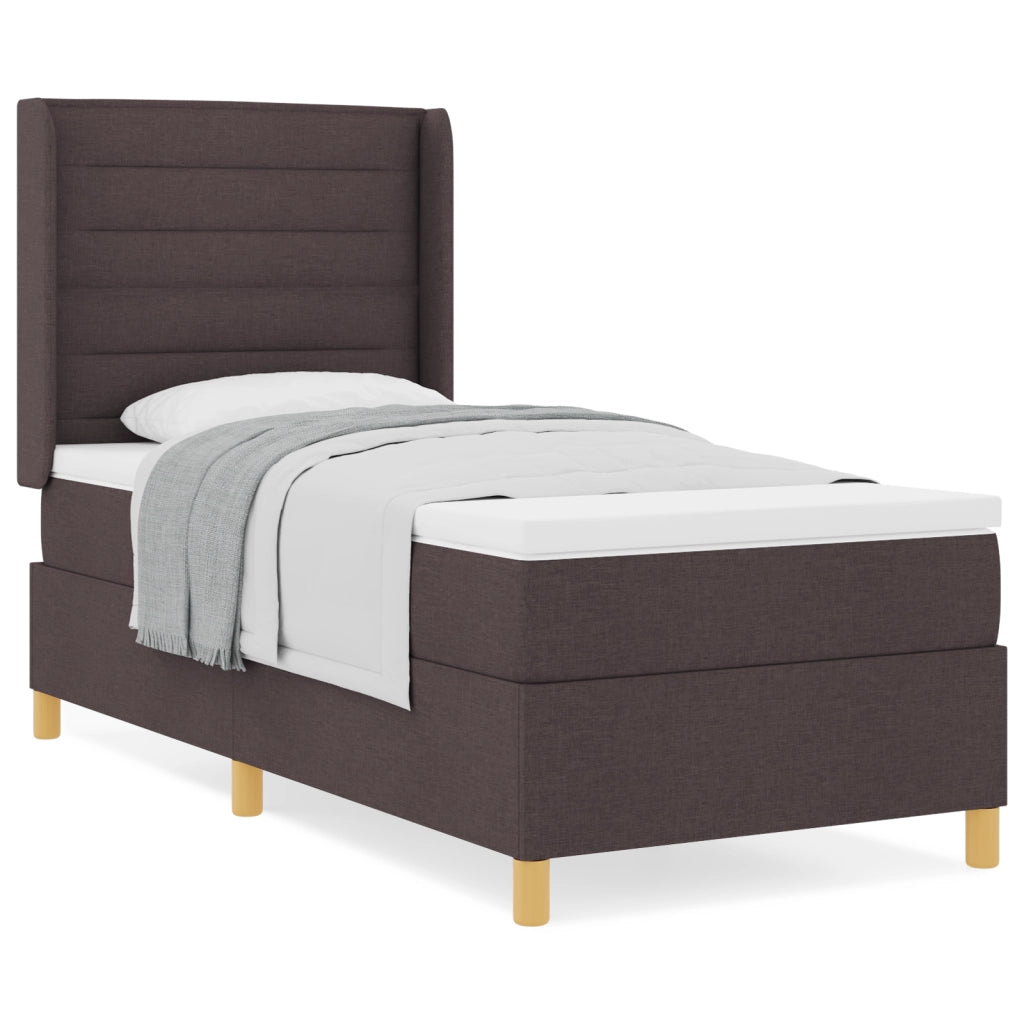 Letto a Box con Materasso Marrone Scuro 90x200 cm Tessuto
