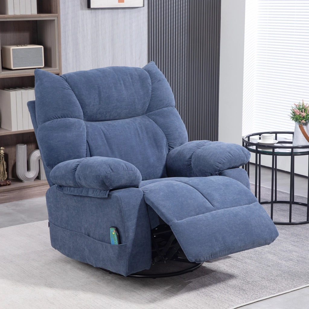 Poltrona Massaggiante Riscaldata Reclinabile Girevole ¨C Minimal ¨C Blu Metallica 98x90x98