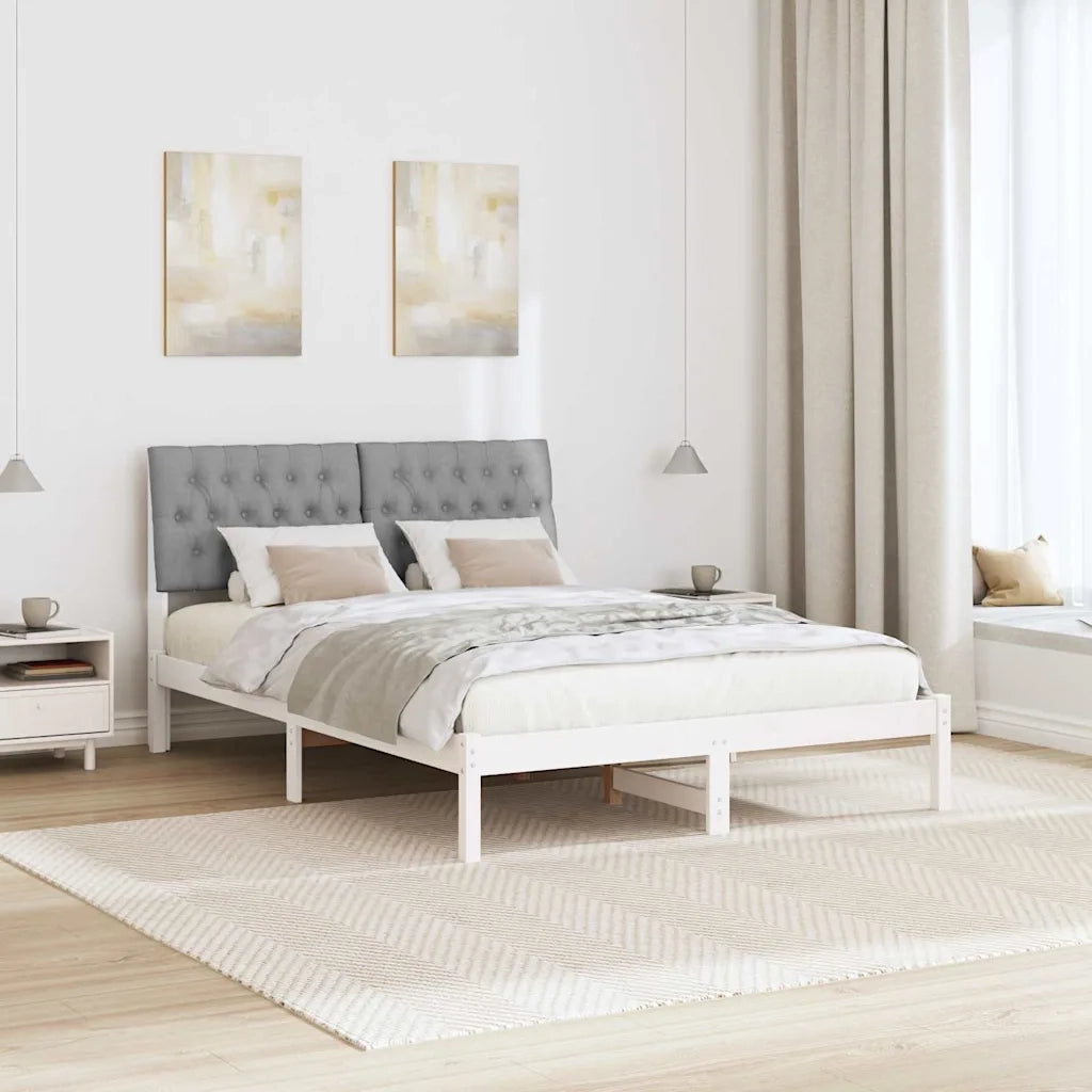 Letto con Testiera Rivestita con testiera Bianco 135 x 190 cm