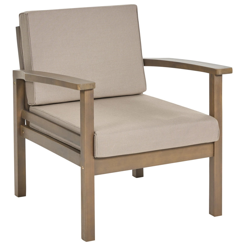 Set Divani Da Giardino Taupe Cuscini In Legno Massello Di Acacia 4 Posti Con Tavolo Set