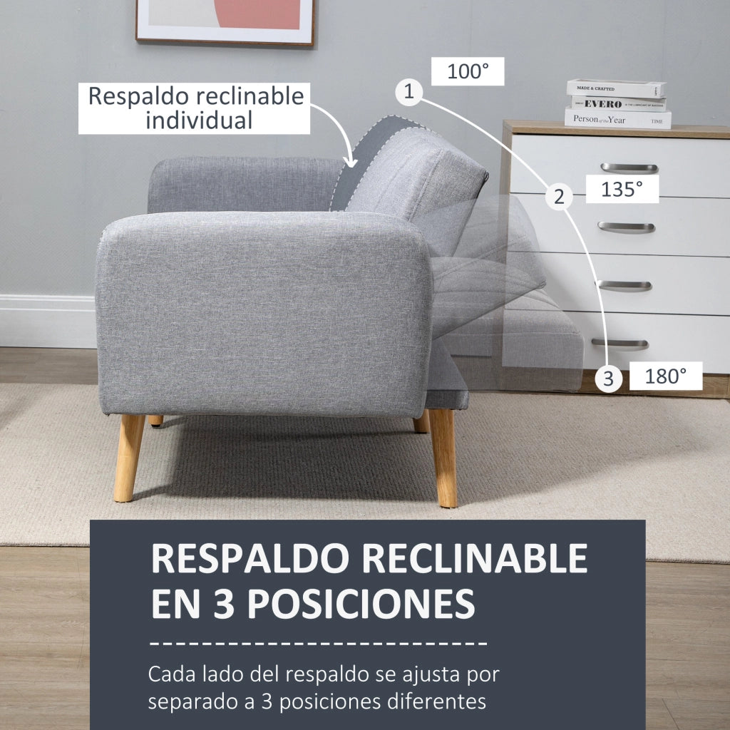Divano Letto Moderno 2 Posti ¨C zephmum ¨C Grigio Tessuto 173x75x73 cm