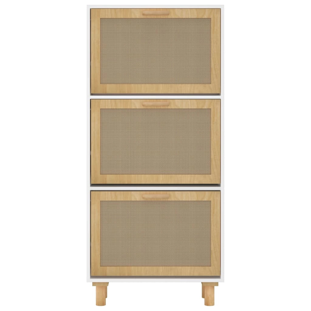 Scarpiera mobile contenitore per scarpe mobile per ingresso/corridoio/soggiorno 52 x 25 x 115 cm legno ingegnerizzato/rattan bianco 02_0021463