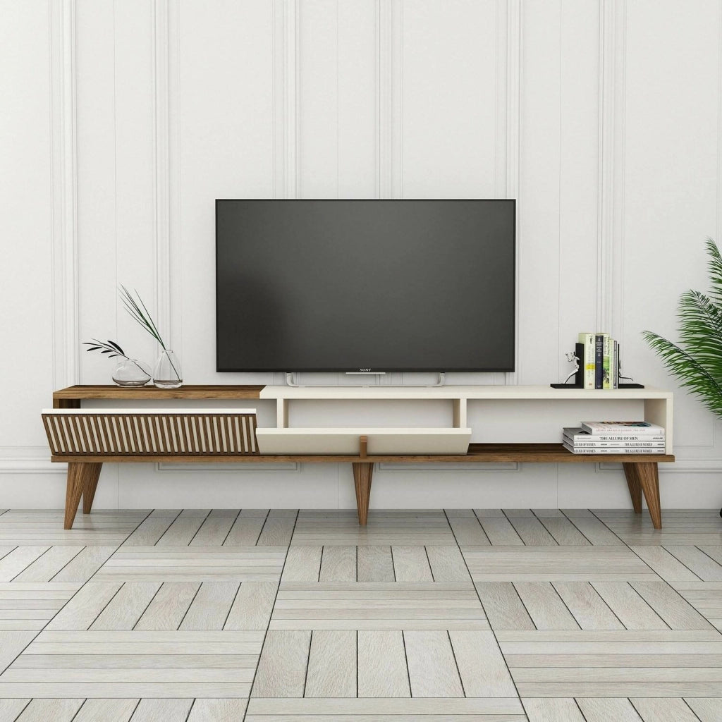 Gordon, Mobile Porta tv un Ripiano, 180x35x40h cm Marrone Noce