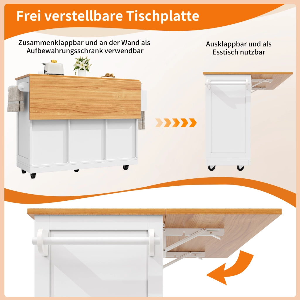CARRELLO CUCINA 140x70x93,5 cm MDF Bianco