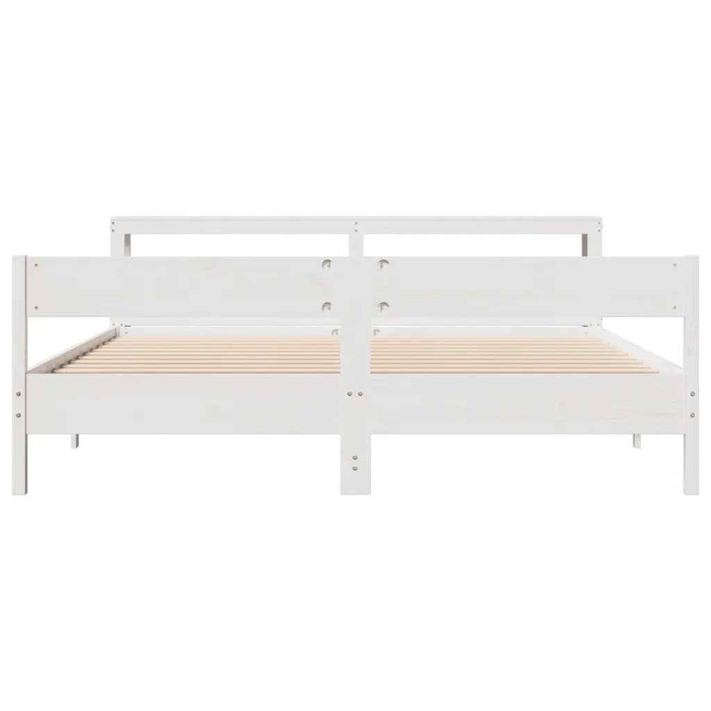 Giroletto senza Materasso Bianco 200x200 cm Legno Massello Pino 3306175