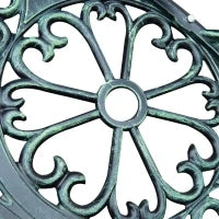 Panca da Giardino 2 Posti in Ghisa e Alluminio, Stile Rétro con Decorazioni Floreali, Resiste alle Intemperie