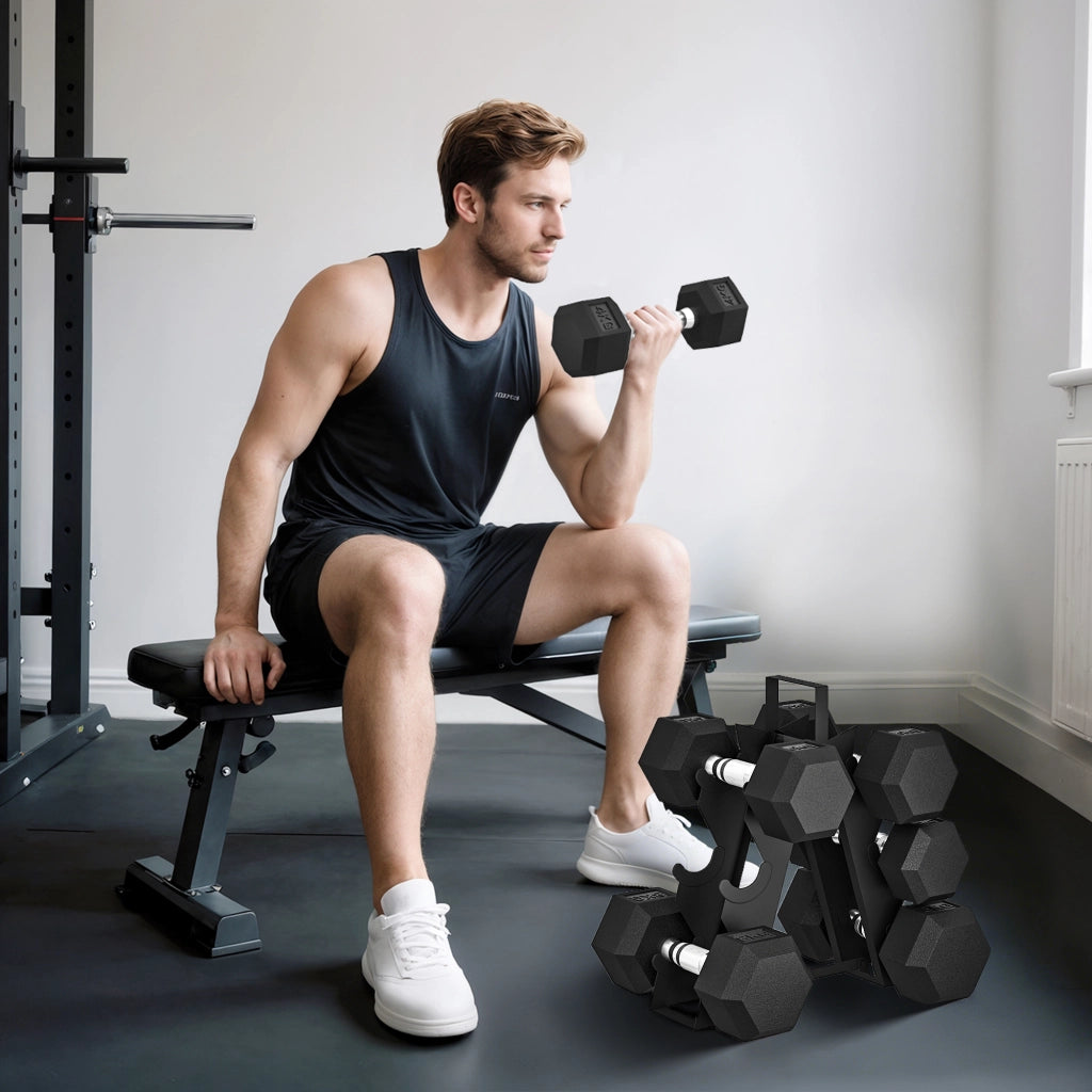 Set di manubri per allenamento 2x4kg 2x6kg 2x8kg con supporto ¨C zephmum ¨C nero