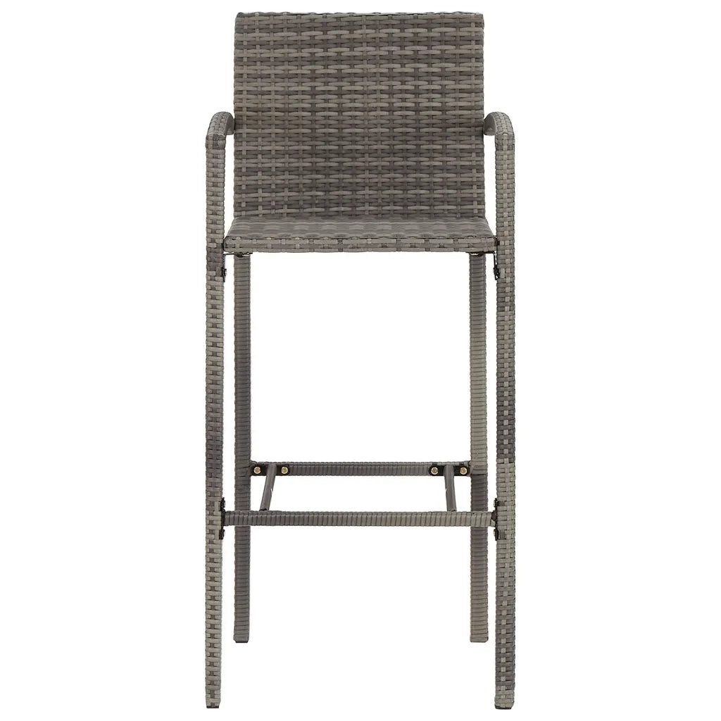 Set Bar da Giardino 7 pz Grigio in Legno Acacia e Polyrattan 3295293