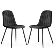 Set di 2 Sedie in velluto trapuntate LUMO Nero gambe nere