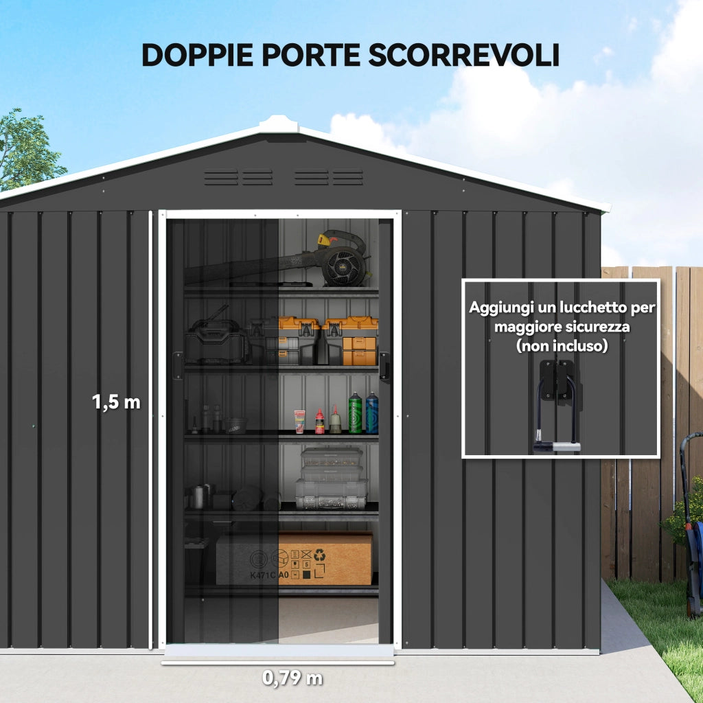Casetta da Giardino ¨C zephmum ¨C Grigio Scuro Acciaio 230x170x? cm