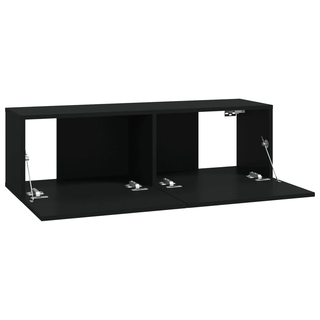Mobili TV a parete scaffale per televisione multimediale credenza televisione sala da pranzo soggiorno camera da letto 2 pezzi 100 x 30 x 30 cm legno composito nero 02_0028899