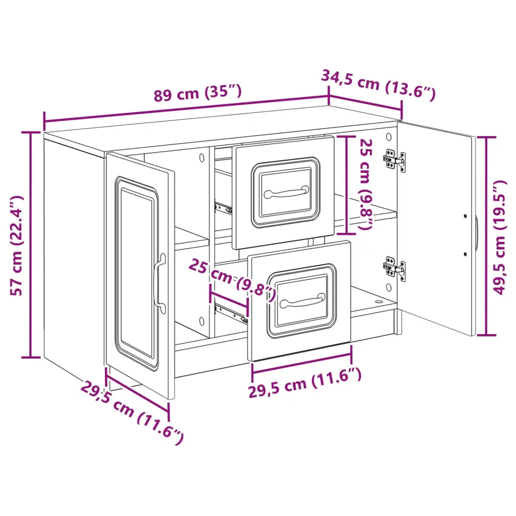 Credenza Bianco 89 x 34,5 x 57 cm Legno ingegnerizzato 895805