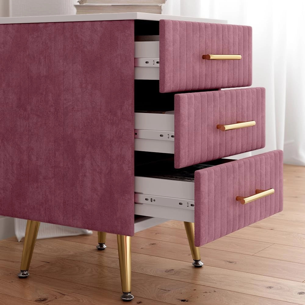 Comodino Velia, rosa, 41 x 62 cm Set di 2