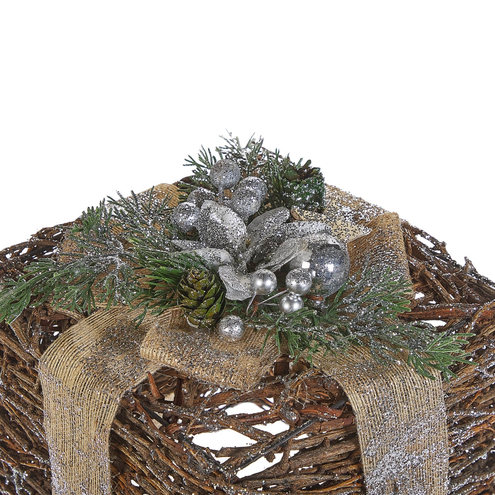 Scatole regalo decorative Set di decorazioni natalizie in legno argento di 2 quadrati di varie dimensioni Design rustico