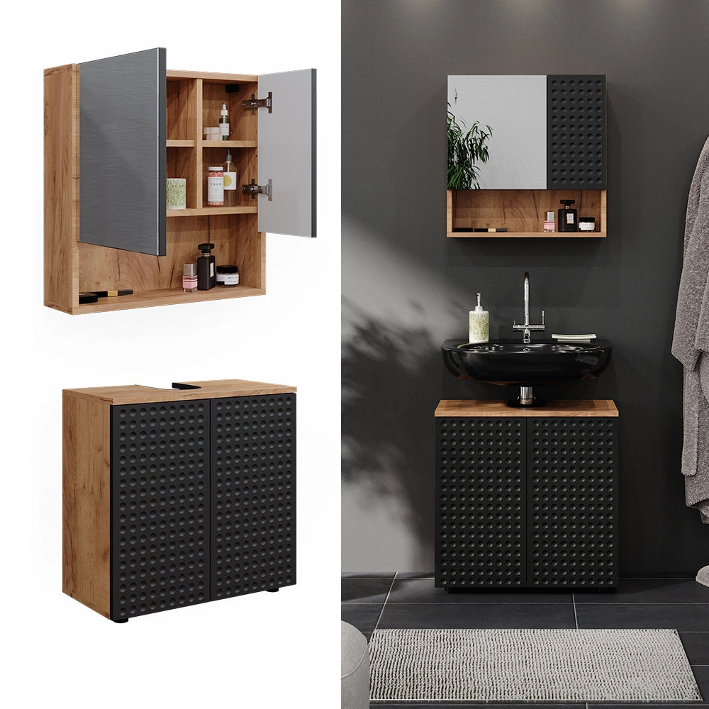 Vicco Set mobili bagno Antracite puntinato 2 parti, base 60 cm