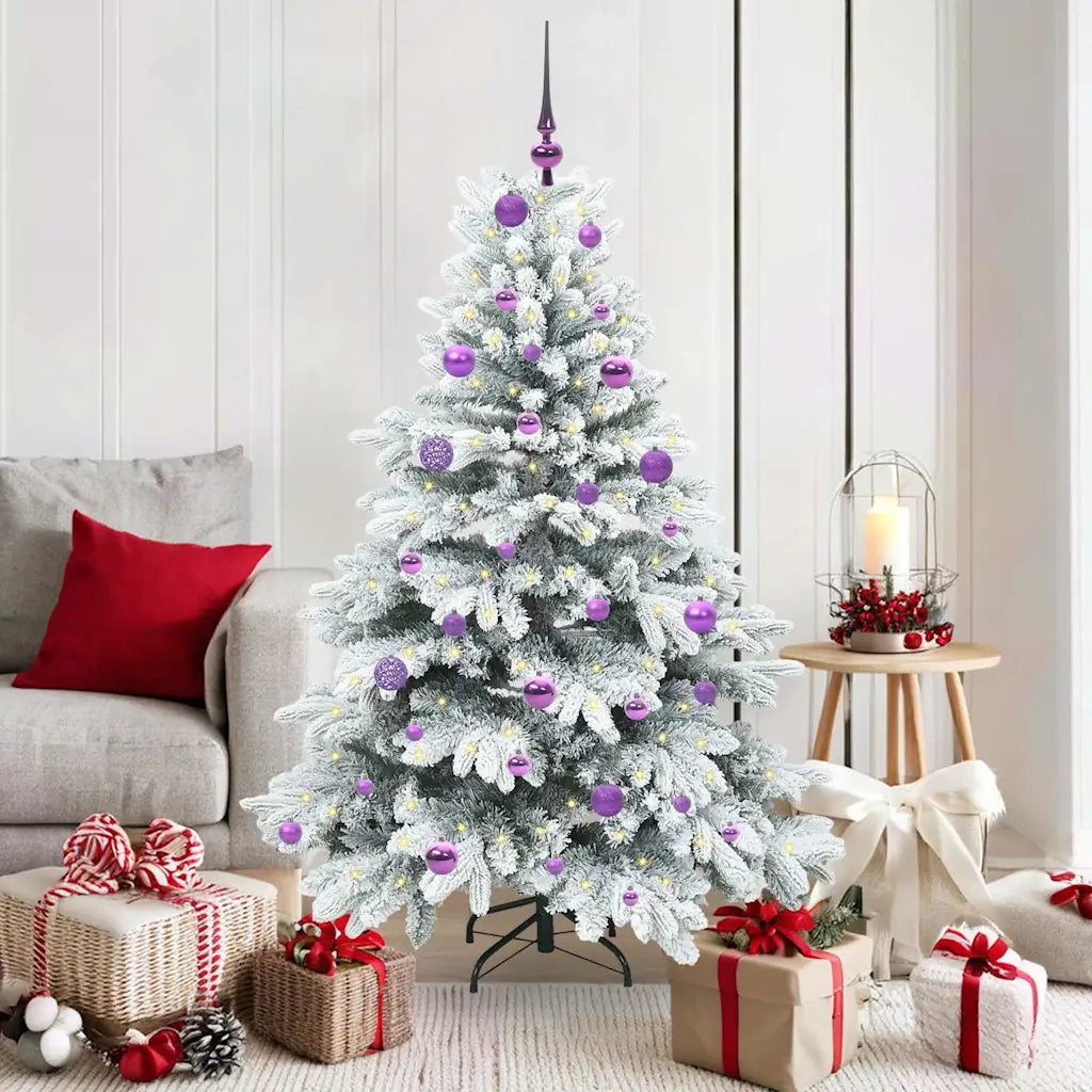 Albero di Natale | Decorazioni natalizie artificiale con 150 LED Bianco 150 cm PE e PVC