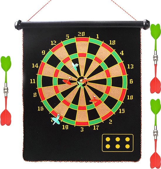 Tavolo da Darts Magnetico – 43cm - Bifacciale – Gioco di Darts e Gioco dei Punti – Incluso 6 Punti Magnetici – Sicuro per i Bambini – Facile da Appendere