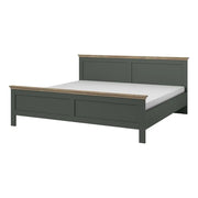 Letto adulto 140x200 collezione ASSIA. Colore verde kaki e finiture effetto rovere.