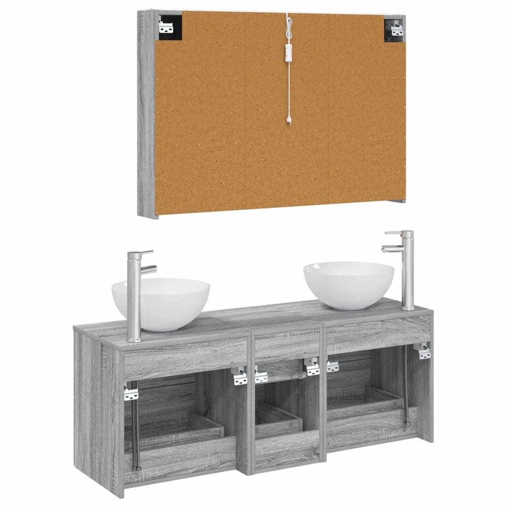 Set di mobili per il bagno 4 pcs Sonoma grigio 3406748