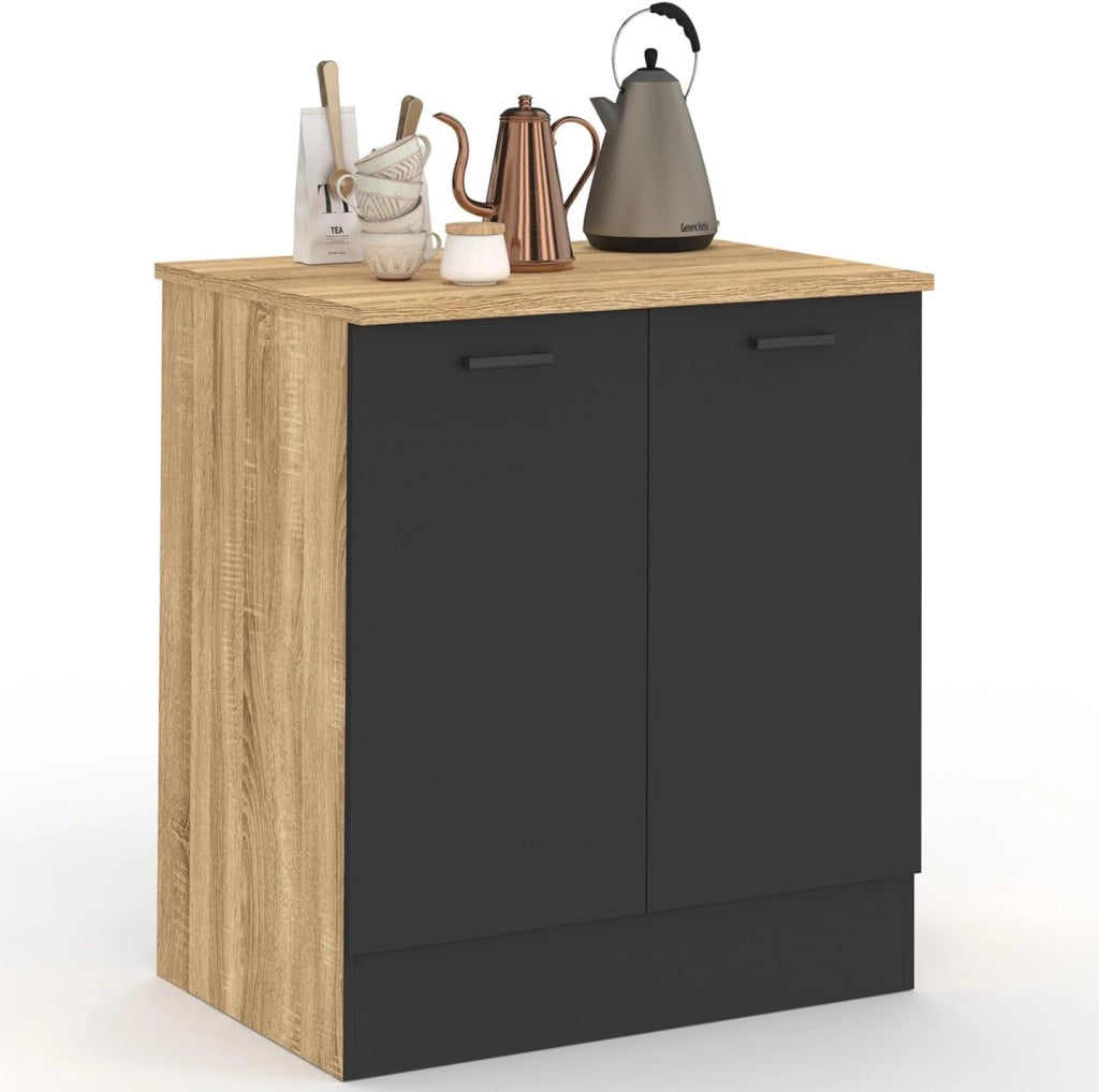 Base cucina 80 cm STIL Mobile a 2 ante in legno e nero