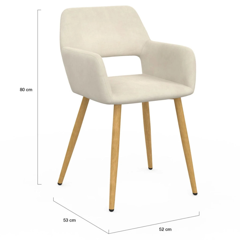 IDMarket - Set di 2 sedie da pranzo e poltrone da tavolo in velluto beige HOLY