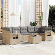 Set Divano da Giardino 8 pz con Cuscini Beige in Polyrattan 3219938