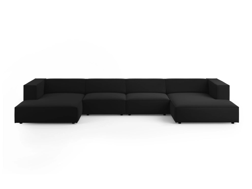 Cosmopolitan Design - Divano panoramico "Arendal" 6 posti in velluto nero 
