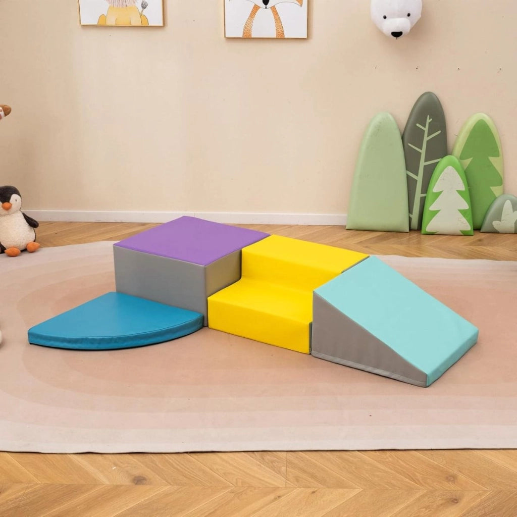 Set di blocchi in schiuma con velcro per arrampicarsi e gattonare per bambini, Set di blocchi morbidi per lo sviluppo dei bambini Blu