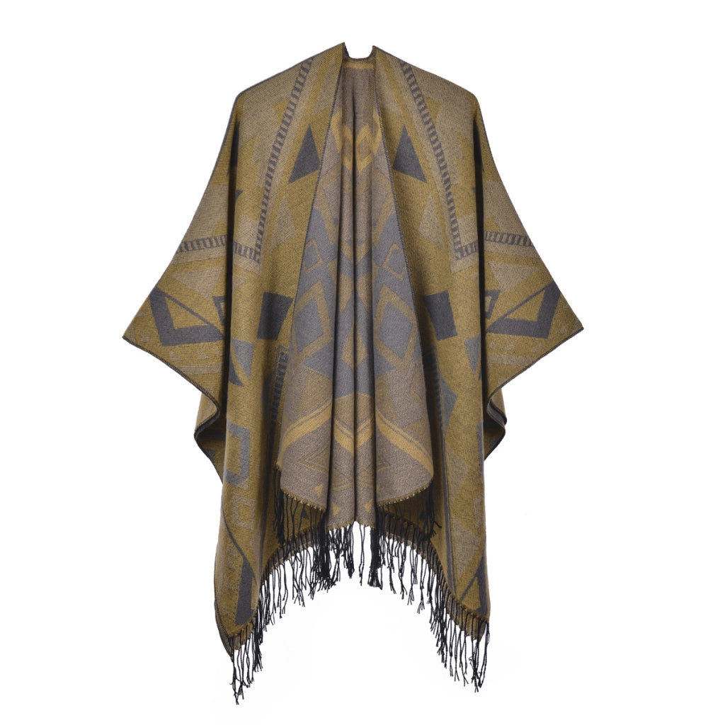 Nuovo scialle da donna in cashmere con spacco e nappe boh¨¦mien.