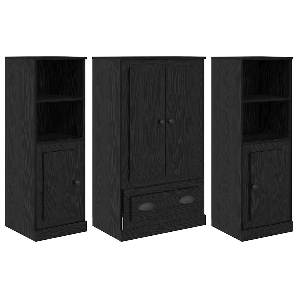 Credenza con cassetto 3 pcs Rovere Nero Legno multistrato 3402676