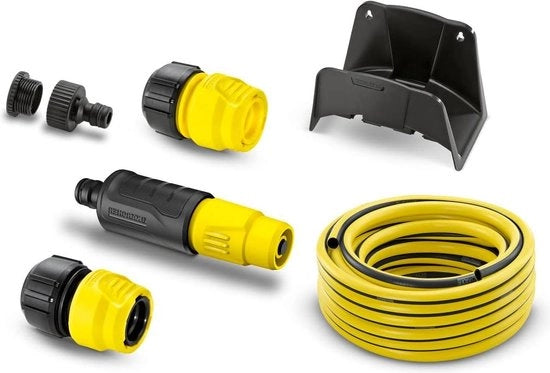 Set di tubi da 15 m - supporto per tubo - tubo PrimoFlex - boccia G1 - boccia G3/4 - valvola di arresto acqua - sostituzione tubo da acqua