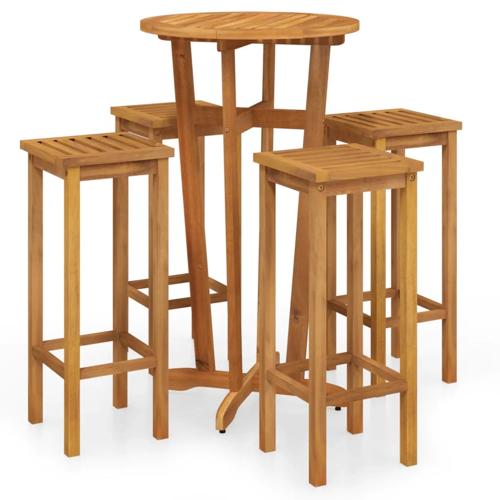 Set da Bar da Giardino 5 pz | Set Salotto da Giardino in Legno Massello di Acacia
