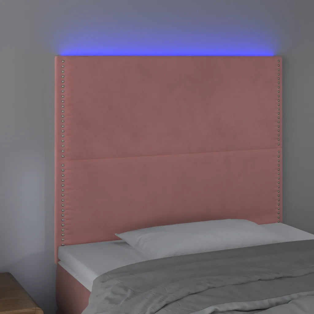 Testiera a LED Rosa 90x5x118/128 cm in Velluto 3122325
