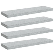 4 pz Scaffali a Parete | Ripiano a parete | Mensole a Parete Grigio Cemento 80x23,5x3,8 cm in MDF