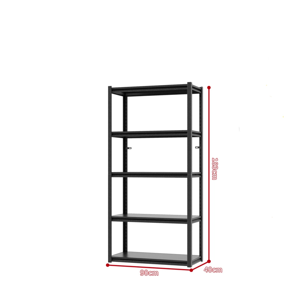 Scaffale per carichi pesanti 90x40x183 cm nero in metallo, 5 ripiani regolabili