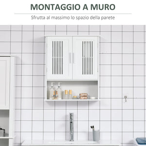 Mobiletto da Bagno a Muro 60x20x70 cm 2 Ante 1 Ripiano Bianco