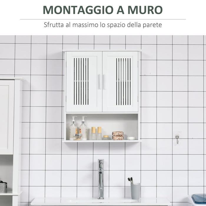 Mobiletto da Bagno a Muro 60x20x70 cm 2 Ante 1 Ripiano Bianco