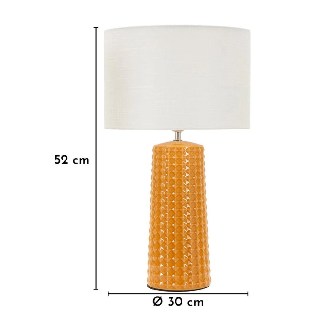 Lampada da tavolo GLISS in ceramica senape e tessuto