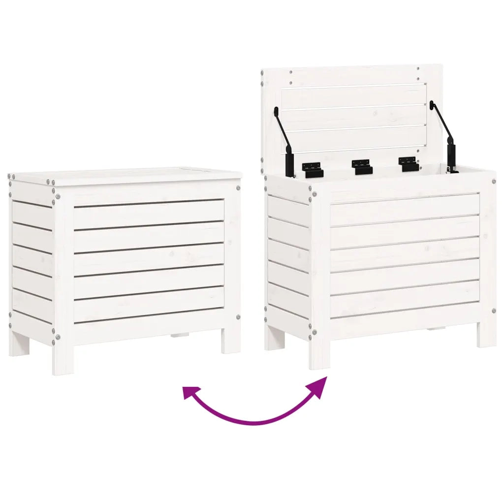 Poggiapiedi da Giardino Bianco 62x31,5x52cm Legno Massello Pino 844889